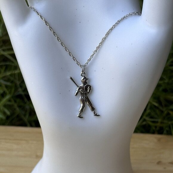Vintage Bracelet Baseball Softball Player Charm Stamped 925 Sterling Silver 2.1g - Picture 1 of 6